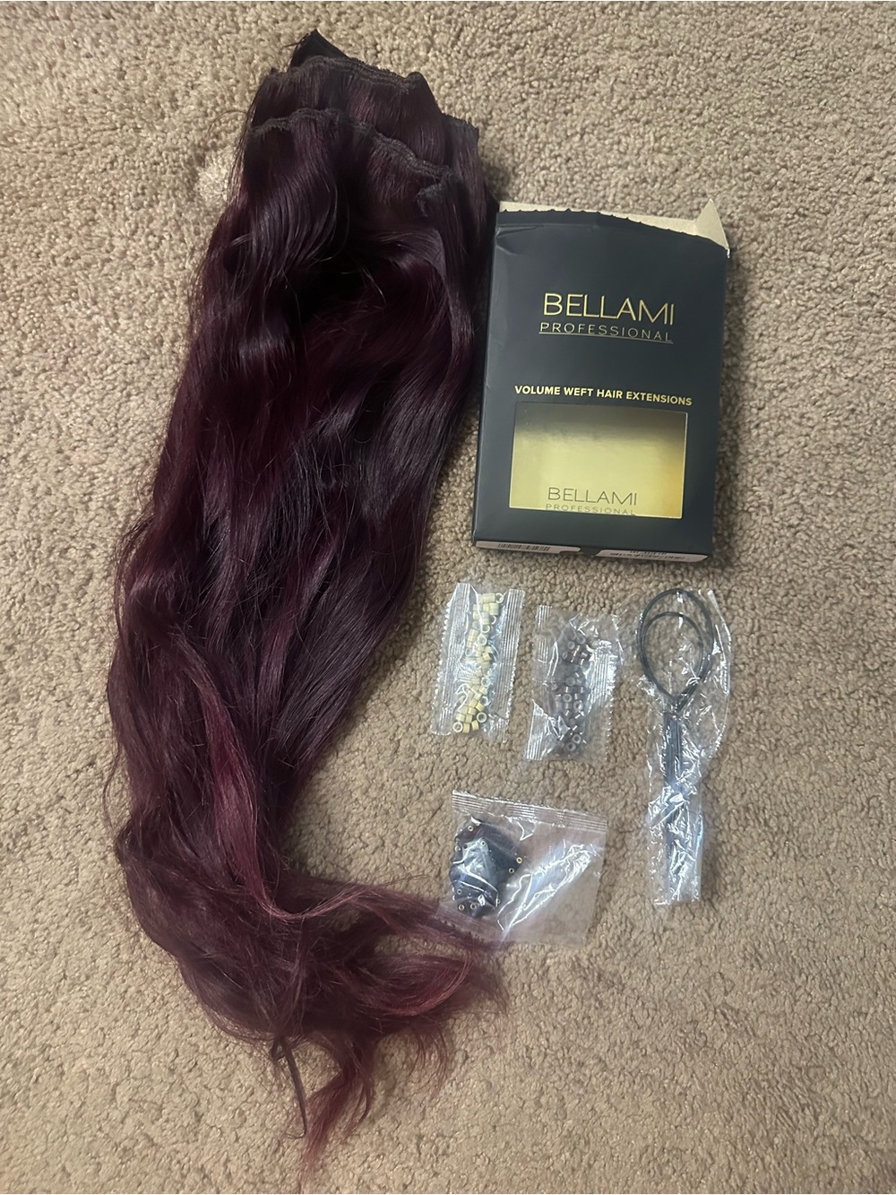 Bellami Professional Burgundy 20 inch Extensions - Mulberry